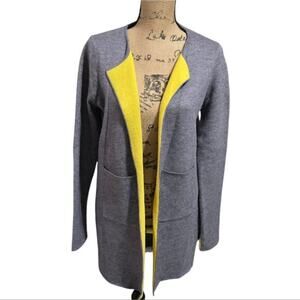 OLIVERs Gray‎ and Yellow Open Front Wool Blend Cardigan Sweater Size Small